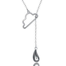 Long Fashion Sterling Silver Cloud Water Drop Necklace